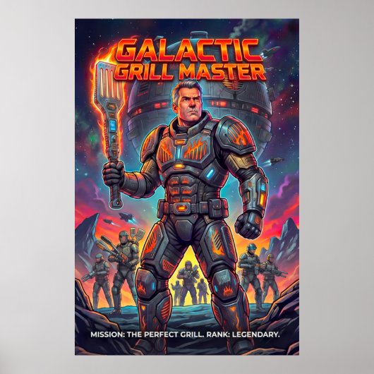 Retro Galactic Grill Master Sci-Fi Parody ポスター (正面)