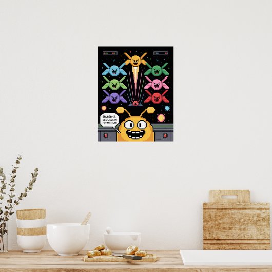 Retro Galaga Galagans Poster ポスター (キッチン)