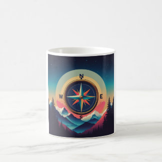 Retro Galaxy Compass Adventure -Minimalist Vintage コーヒーマグカップ