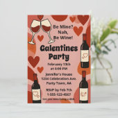 Retro Galentine Be Wine Fun Party Personalized 招待状 (スタンド正面)