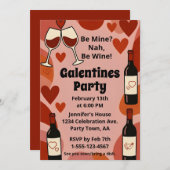 Retro Galentine Be Wine Fun Party Personalized 招待状 (正面/裏面)