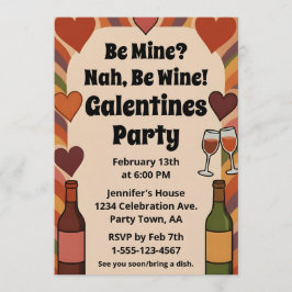 Retro Galentine Be Wine Funny Party Personalized 招待状