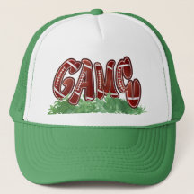 Retro Game Day Football Trucker Hat - Green and Wh