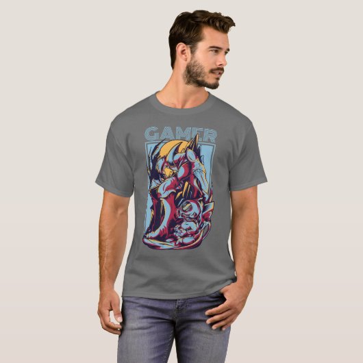 Retro Gamer Alien Monster Vintage Arcade Graphic Tシャツ (正面フル)