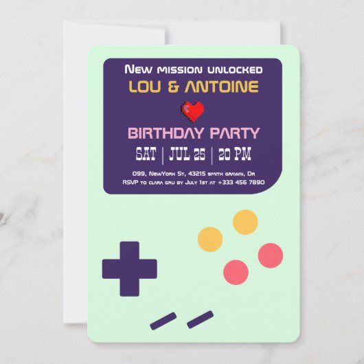 Retro Gamer Birthday Invitation 招待状 (正面)