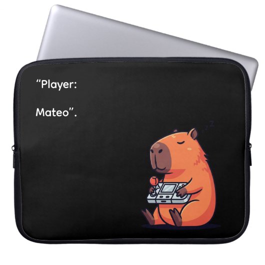 Retro Gamer Capybara Laptop Sleeve – Old School St ラップトップスリーブ (正面)
