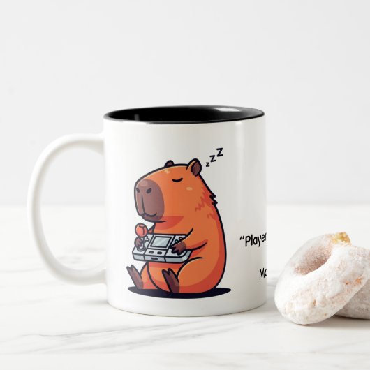 Retro Gamer Capybara Mug – Old School Vibes ツートーンマグカップ (ドーナツ)