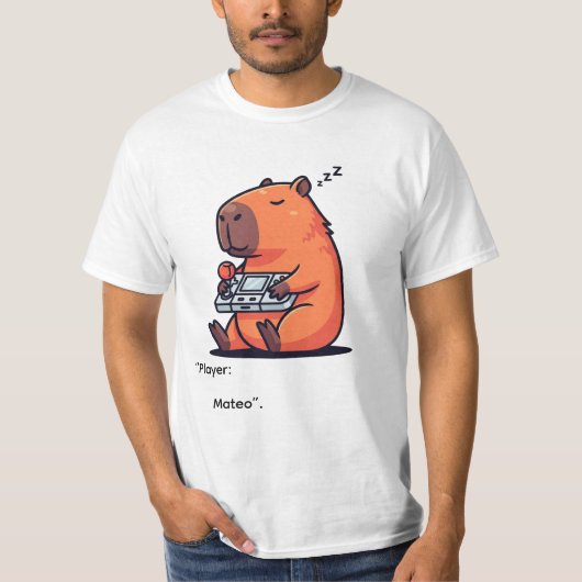 Retro Gamer Capybara T-Shirt – Old School Vibes Tシャツ (正面)