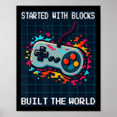 Retro Gamer Design For Men Started With Blocks Bui ポスター (正面)