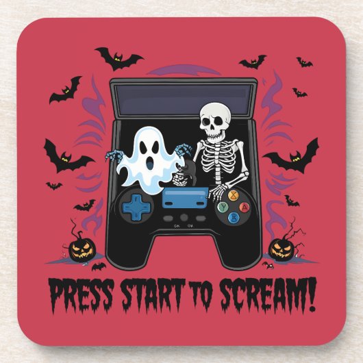Rétro Gamer Halloween - Squelette Borne d'arcade コースター (正面)