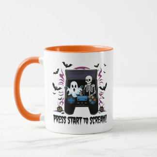 Rétro Gamer Halloween - Squelette Borne d'arcade マグカップ