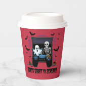 Rétro Gamer Halloween - Squelette Borne d'arcade 紙コップ (正面)