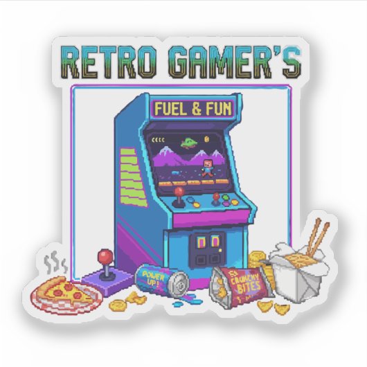  Retro Gamer's Fuel & Fun | 8-Bit Pixel Art Arcade シール (正面)