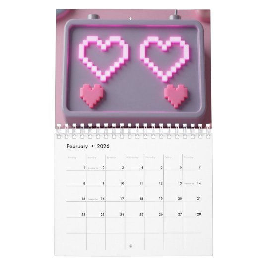 Retro Gaming 2026 Calendar カレンダー (2月 2026)