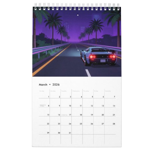 Retro Gaming 2026 Calendar カレンダー (3月 2026)