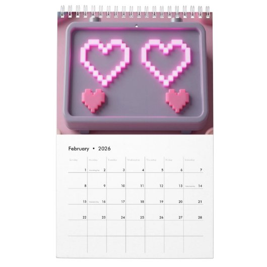 Retro Gaming 2026 Calendar カレンダー (2月 2026)