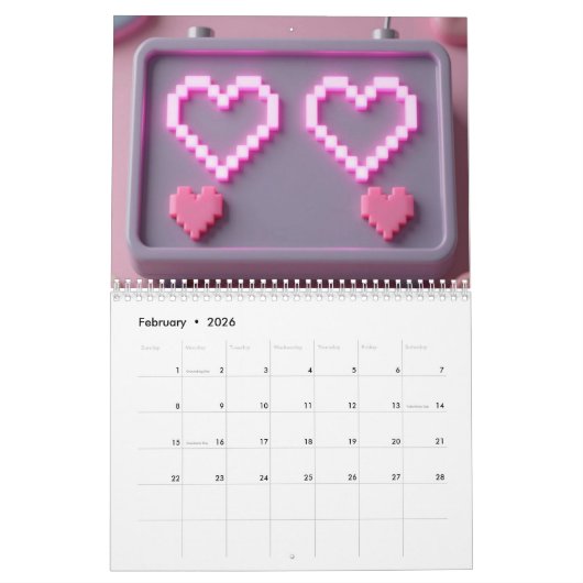 Retro Gaming 2026 Calendar カレンダー (2月 2026)