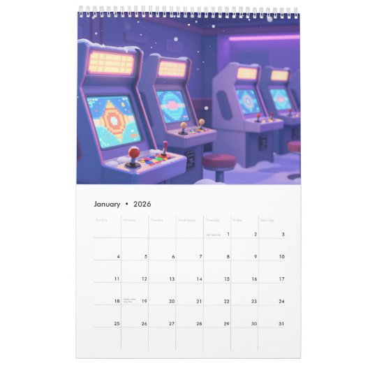 Retro Gaming 2026 Calendar カレンダー (1月 2026)