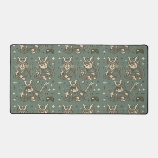 Retro Gaming Cat Warrior  デスクマット (正面)