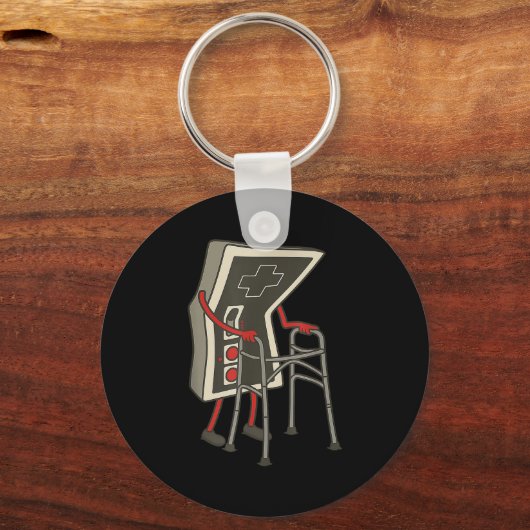 Retro Gaming Controller Old Gamer With Walker Funn キーホルダー (正面)