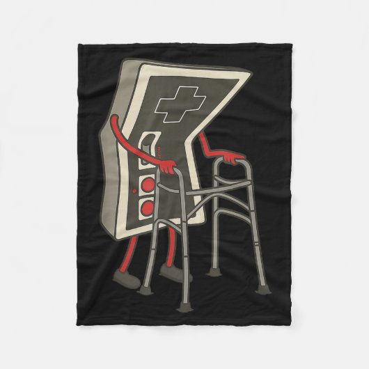 Retro Gaming Controller Old Gamer With Walker Funn フリースブランケット (正面)