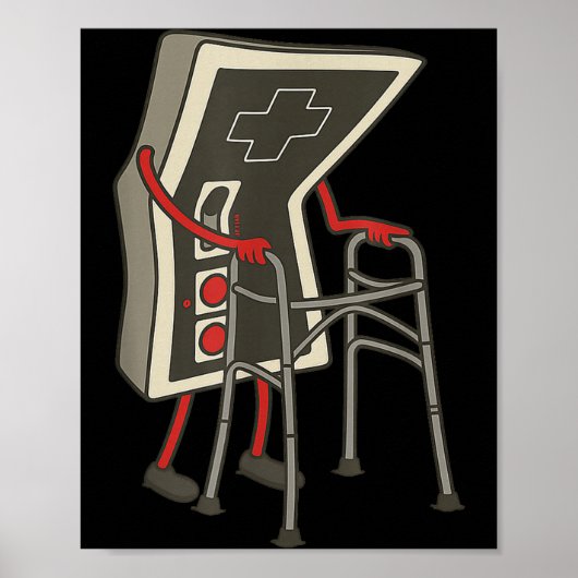 Retro Gaming Controller Old Gamer With Walker Funn ポスター (正面)