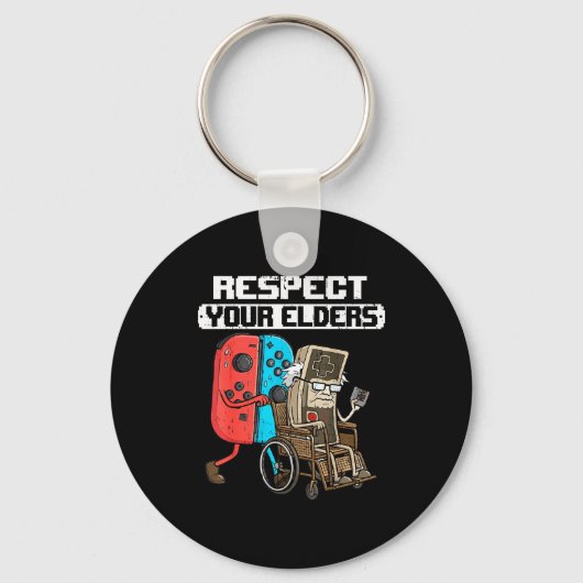 Retro Gaming Funny Gamer Controller 80s Respect Yo キーホルダー (正面)