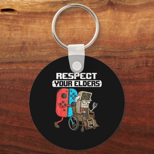Retro Gaming Funny Gamer Controller 80s Respect Yo キーホルダー (正面)