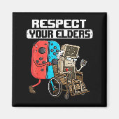 Retro Gaming Funny Gamer Controller 80s Respect Yo マグネット (正面)