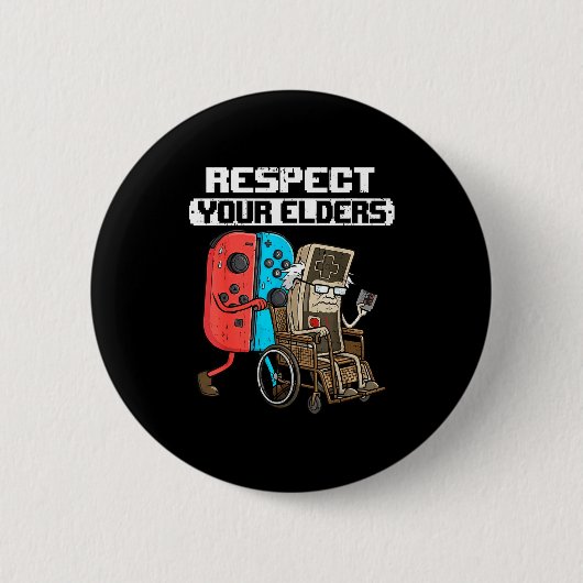 Retro Gaming Funny Gamer Controller 80s Respect Yo 缶バッジ (正面)