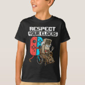 Retro Gaming Funny Gamer Controller 80s Respect Yo Tシャツ (正面)