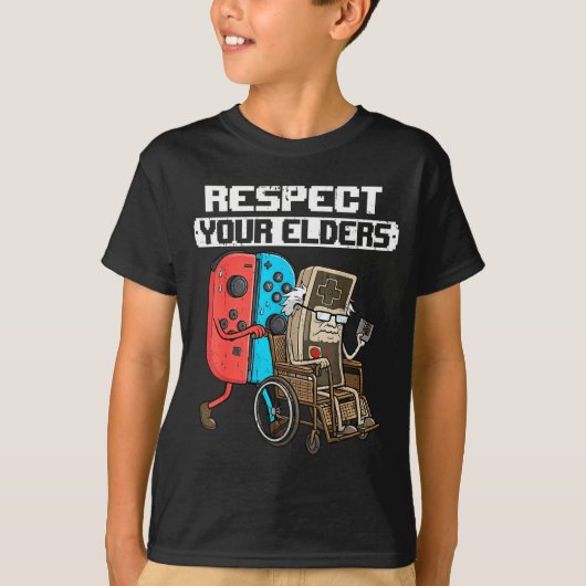 Retro Gaming Funny Gamer Controller 80s Respect Yo Tシャツ (正面)