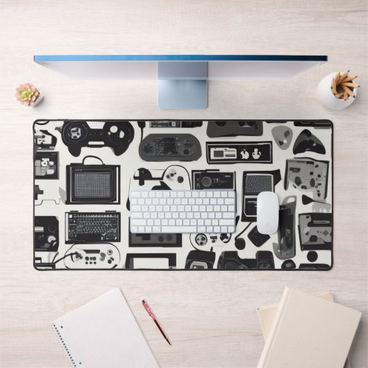 Retro Gaming Gadget Collage Mouse Pad デスクマット (オフィス1)