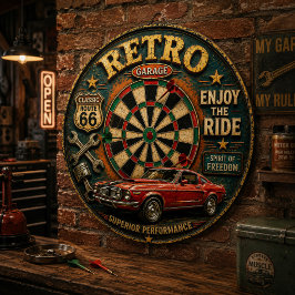 Retro Garage Muscle Car Vintage Classic Car Garage ダーツボード