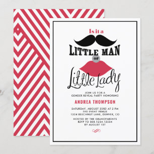Retro Gender Reveal Baby Shower Invitation 招待状