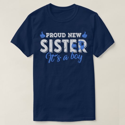 Retro Gender Reveal Proud New Sister It's A Boy Tシャツ (デザイン正面)