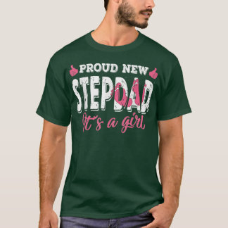 Retro Gender Reveal Proud New Stepdad It's A Girl Tシャツ
