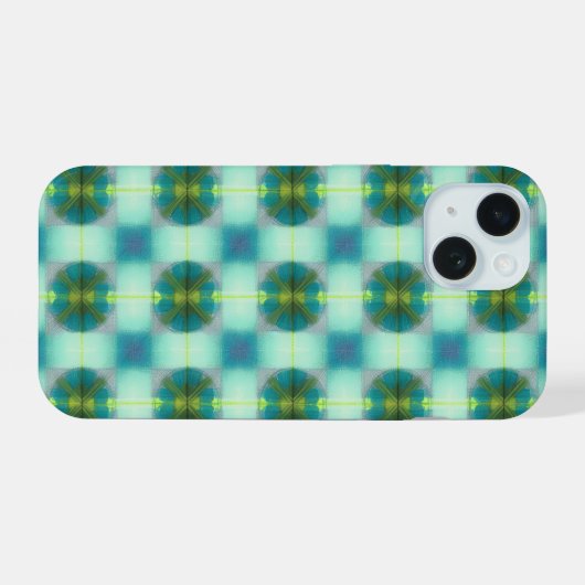 Retro Geometric and Square Grid Phone Case iPhone 15ケース (裏面横)
