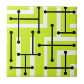 Retro Geometric Art Maze Chartreuse タイル (正面)