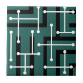 Retro Geometric Art Maze Teal タイル (正面)