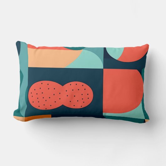 Retro Geometric Bauhaus Pillow ランバークッション (正面)