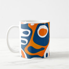 Retro geometric blue orange white コーヒーマグカップ