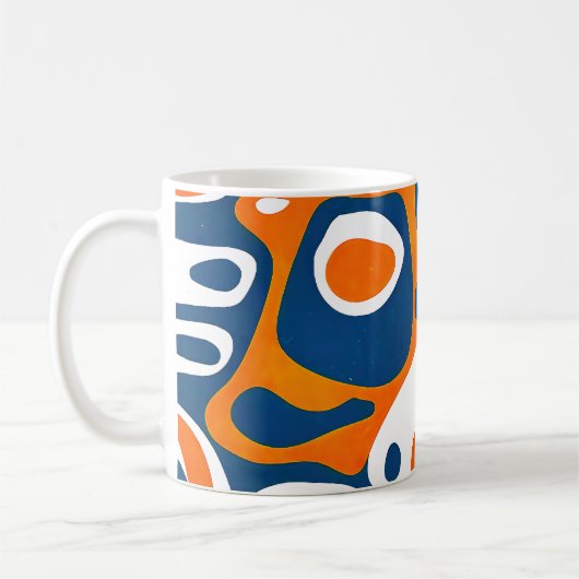 Retro geometric blue orange white コーヒーマグカップ (左)