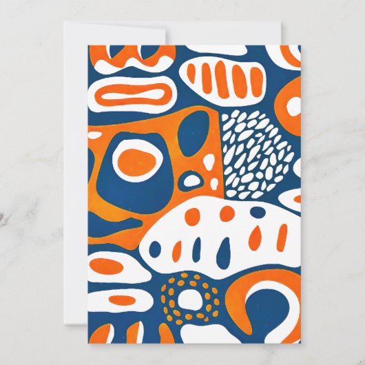 Retro geometric blue orange white サンキューカード (正面)