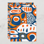 Retro geometric blue orange white サンキューカード (正面/裏面)