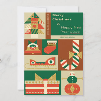 Retro Geometric Christmas Greeting Card – Festive  カード