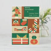 Retro Geometric Christmas Greeting Card – Festive  カード (スタンド正面)