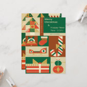 Retro Geometric Christmas Greeting Card – Festive  カード (正面/裏面インサイチュ)