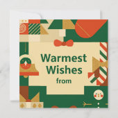 Retro Geometric Christmas Greeting Card – Festive. サンキューカード (裏面)