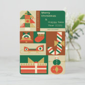 Retro Geometric Christmas Greeting Card – Festive. シーズンカード (スタンド正面)